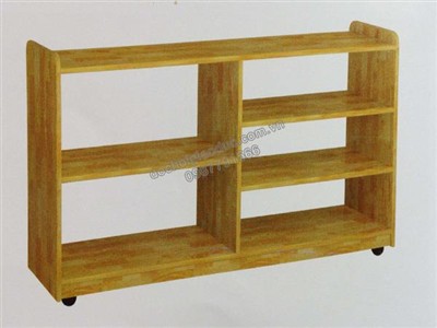 Giá đồ chơi học liệu 5 khoang gỗ tự nhiên