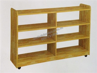 Giá đồ chơi học liệu 6 khoang gỗ tự nhiên